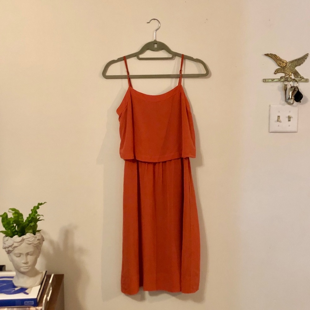 Madewell Burnt Orange Midi Silk Dress